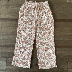 Monteau Los Angeles Palm Branch Design Cropped Pants Size Medium